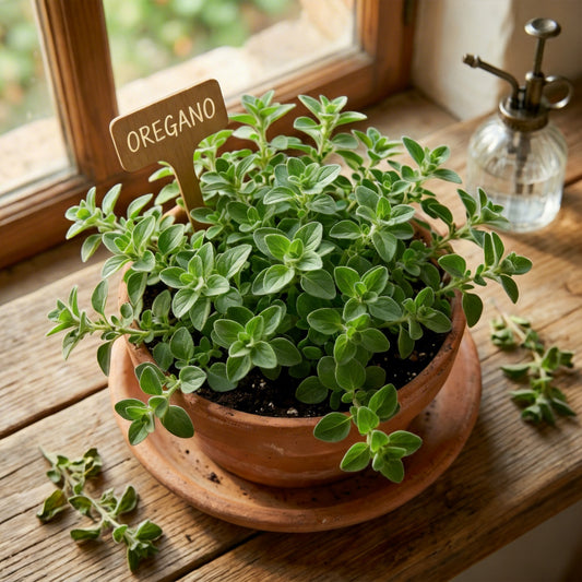 Non-GMO Oregano Seeds packet from SunnySowSeed, ready for planting
