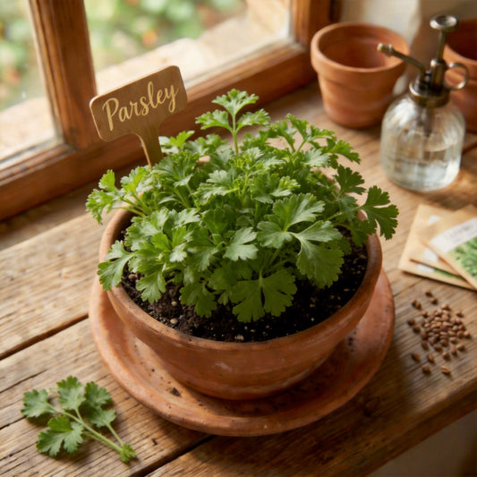 Non-GMO Parsley Seeds packet from Sunnysowseed for home gardening